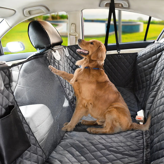 Premium Dog Rear Car Seat Cover + Free Seat Belt Strap