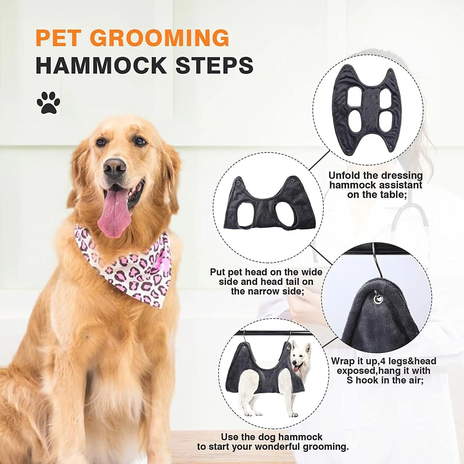 Portable Pet Grooming Hammock Harness