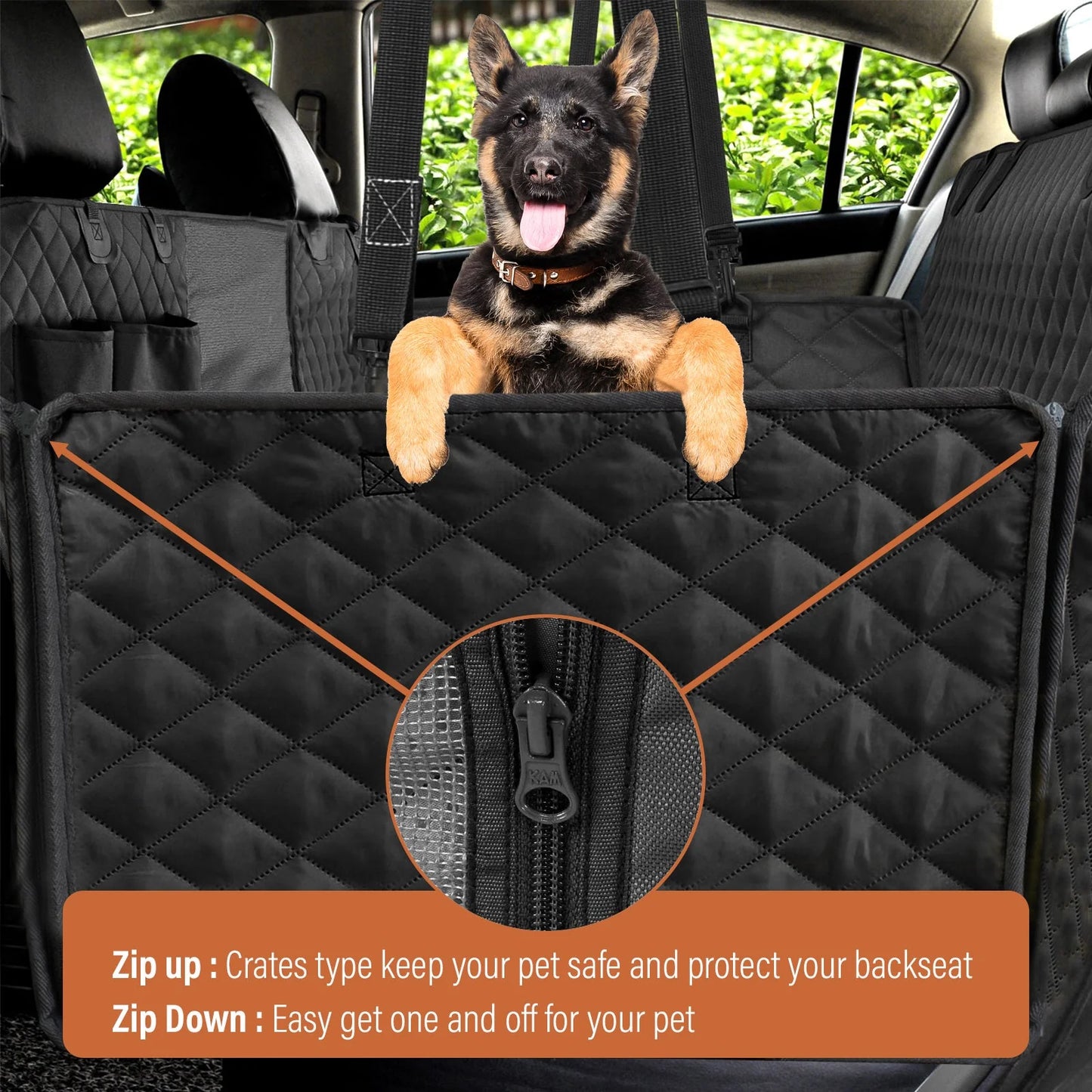 Premium Dog Rear Car Seat Cover + Free Seat Belt Strap